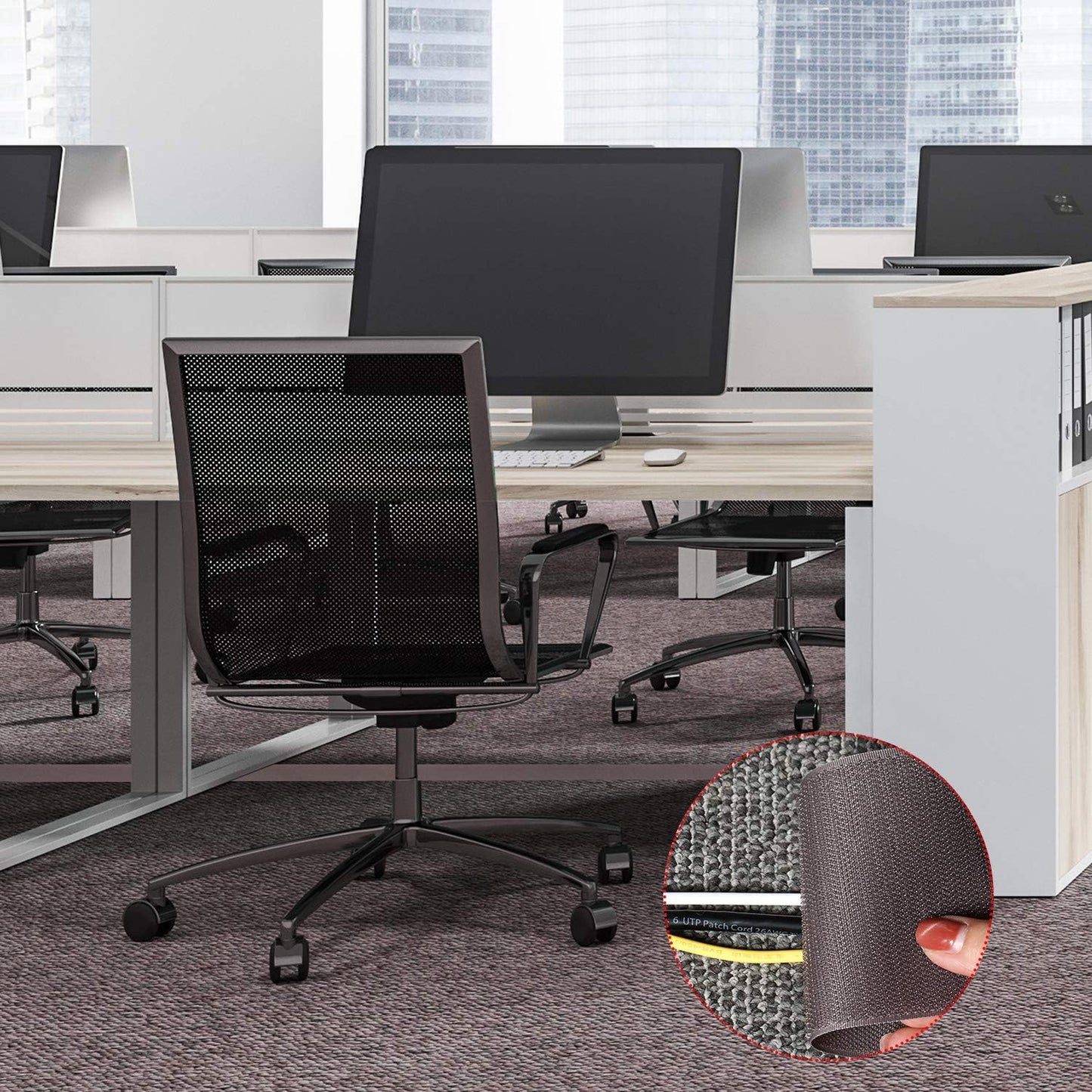 WILLBOND 2 Pack 10 ft x 3 Inch Cable Floor Strip Cable Cover Cords Carpet Protector Management Hook and Loop Tape for Wires on Floor Cords and Prevent a Trip Hazard (Gray)