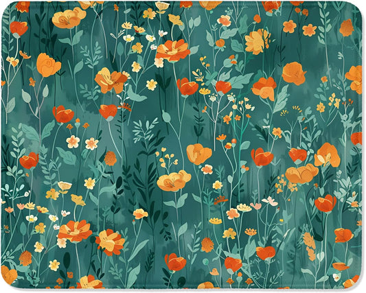 ITNRSIIET Mouse Pad with Stitched Edge Premium Textured Smooth Precise Operation Waterproof Washable Non-Slip Rubber Base Desktop Protection Mat, 10.2×8.3×0.12 inches, Beautiful Flowers