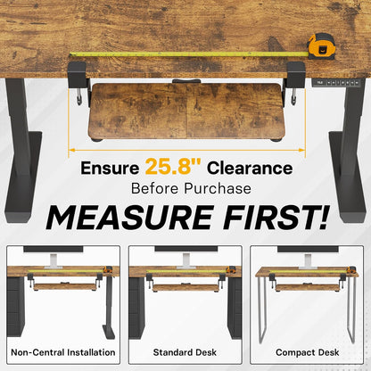 BONTEC KMT01-PJ Under Desk Keyboard Tray, Pull-Out Keyboard & Mouse Platform with C-Clamp, 20 x 11.8 in Space-Saving Ergonomic Slide-Out Drawer, Rustic Brown