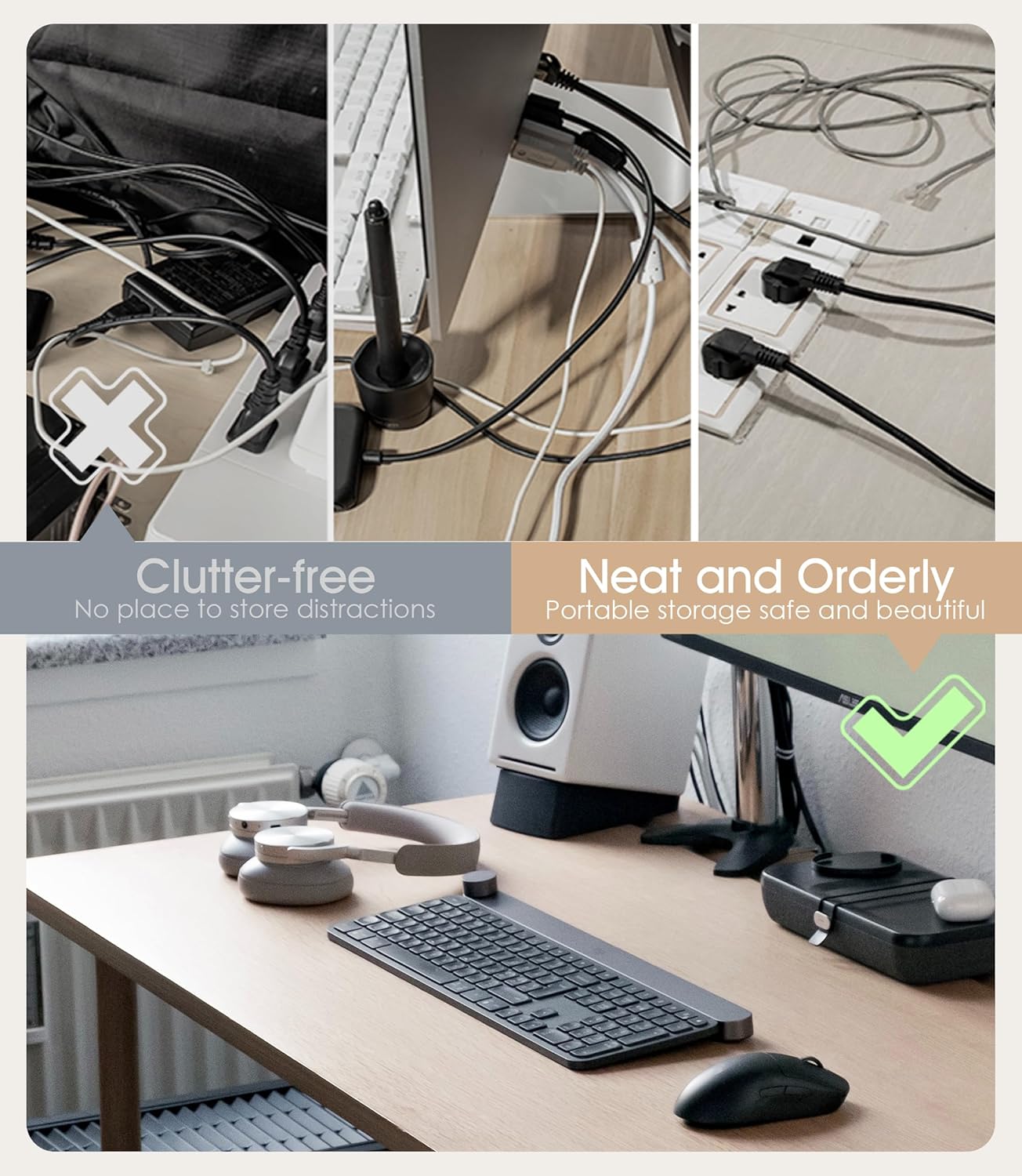 20Pcs Nearockle Reusable Cable Ties, Adjustable Silicone Cord Organizer Small Zip Ties for Charging Cords Earphone Computer Wire, Office Desk Cable Management Travel Accessories(White)