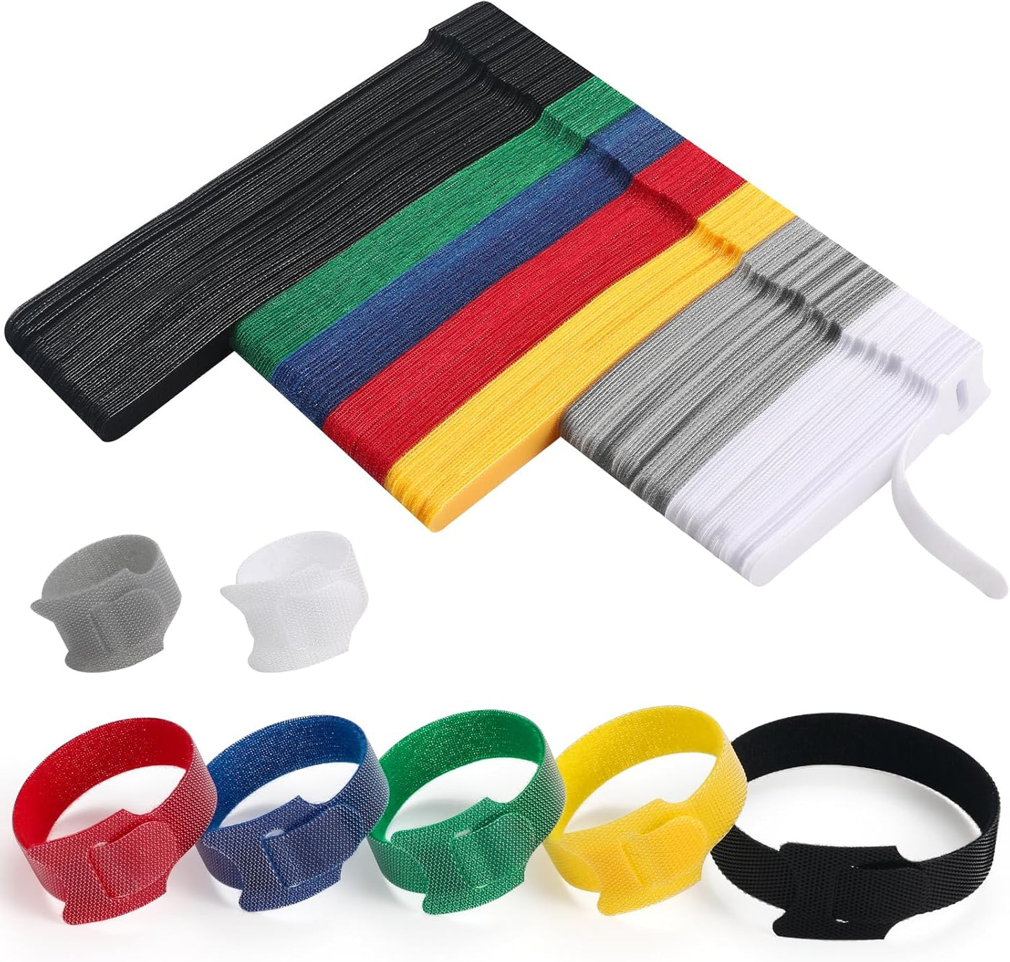 200 PCS Cable Ties Reusable 4+6+8inch Multi-Colour Cord Organizer for Cable Management Multi-Purpose Cable Straps Wire Ties Cable Management for Home Office Computer Data Centers Electronics,7 Colors