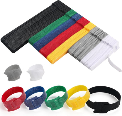 200 PCS Cable Ties Reusable 4+6+8inch Multi-Colour Cord Organizer for Cable Management Multi-Purpose Cable Straps Wire Ties Cable Management for Home Office Computer Data Centers Electronics,7 Colors