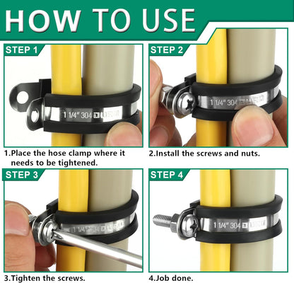 100PCS Cable Clamps 5/8 Inch 304 Stainless Steel Cable Clamps Rubber Coated Cushioned Insulated Cable Clamp,Automotive Wire Clamps,Pipe Clamps,Metal Clamp for Tube,Wire Cord Installation(16mm)