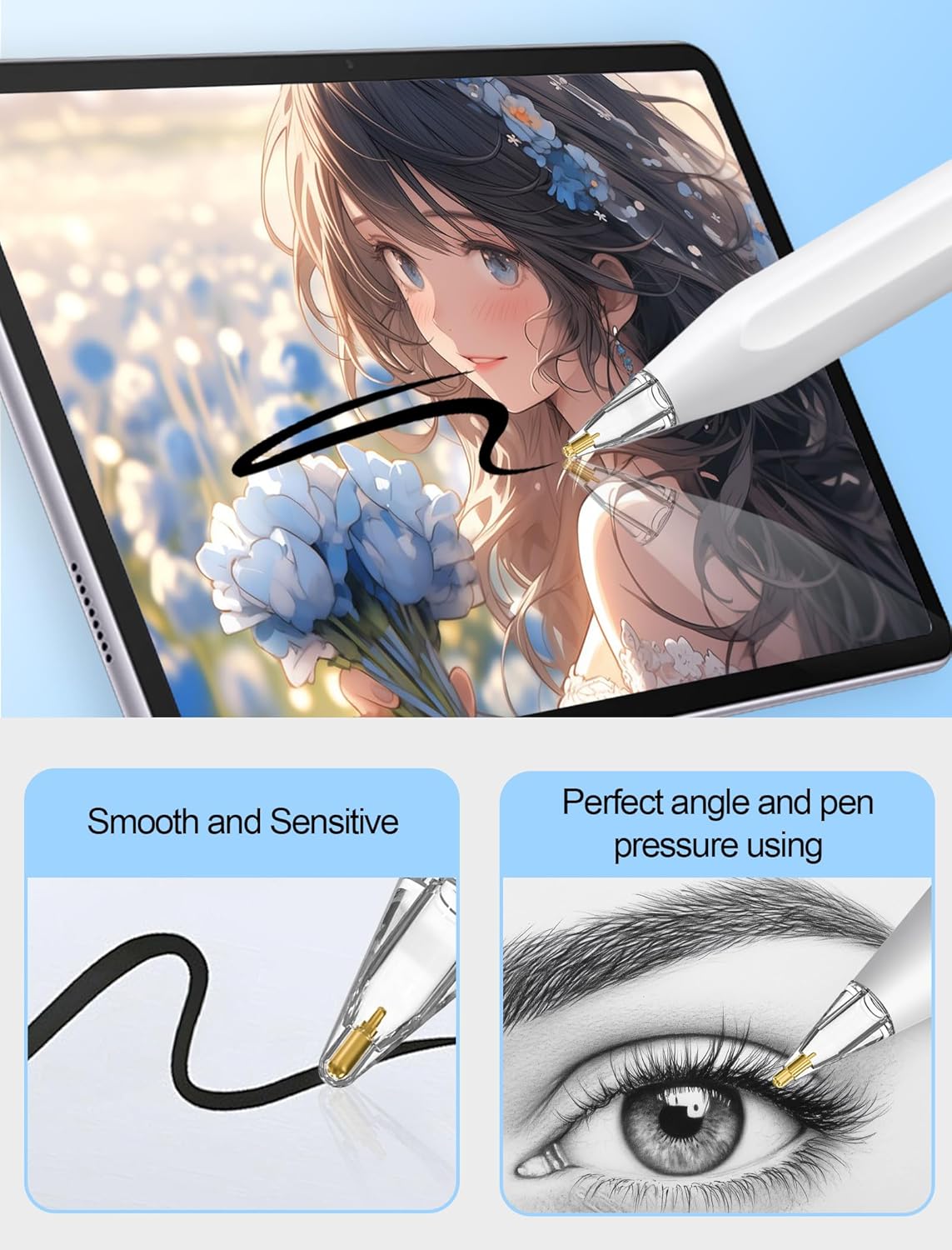 Replacement Pencil Tips for Apple Pencil Pro - 6 Pack Fine Point Metal Tip for Apple Pencil 2nd Generation and 1st Generation