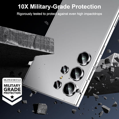 WSKEN for Samsung Galaxy S24 Ultra Camera Lens Protector, Ultra Thin Scratch Resistant 9H Tempered Glass with Aluminum Metal Circle Camera Screen Protector Cover Accessories, Silver