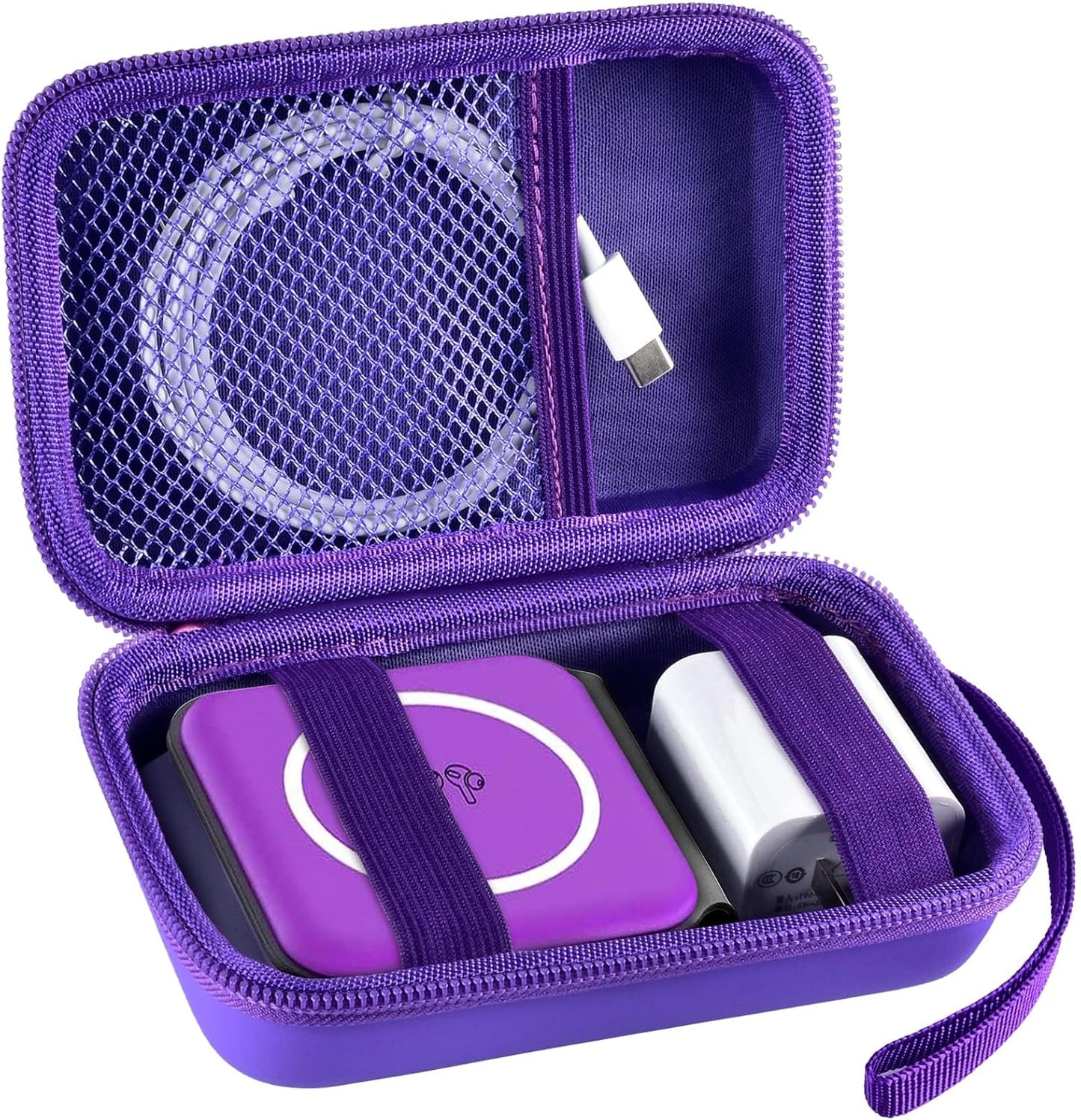 Travel Case for UCOMX for Nano/for Iseyyox/for LISEN/for RTOPS 3 in 1 Wireless Charger, Foldable Magnetic Charging Station Storage Holder Bag for Fast Charge Pad Cable and Adapter, Purple-Box Only