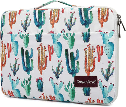 Canvaslove Cactus Corner and Bottom Rebound Bubble Cushioned Laptop Sleeve Bag case with Pockets and Handle For Macbook 14 inch,Surface Laptop 14.4 inch and 14 inch laptop