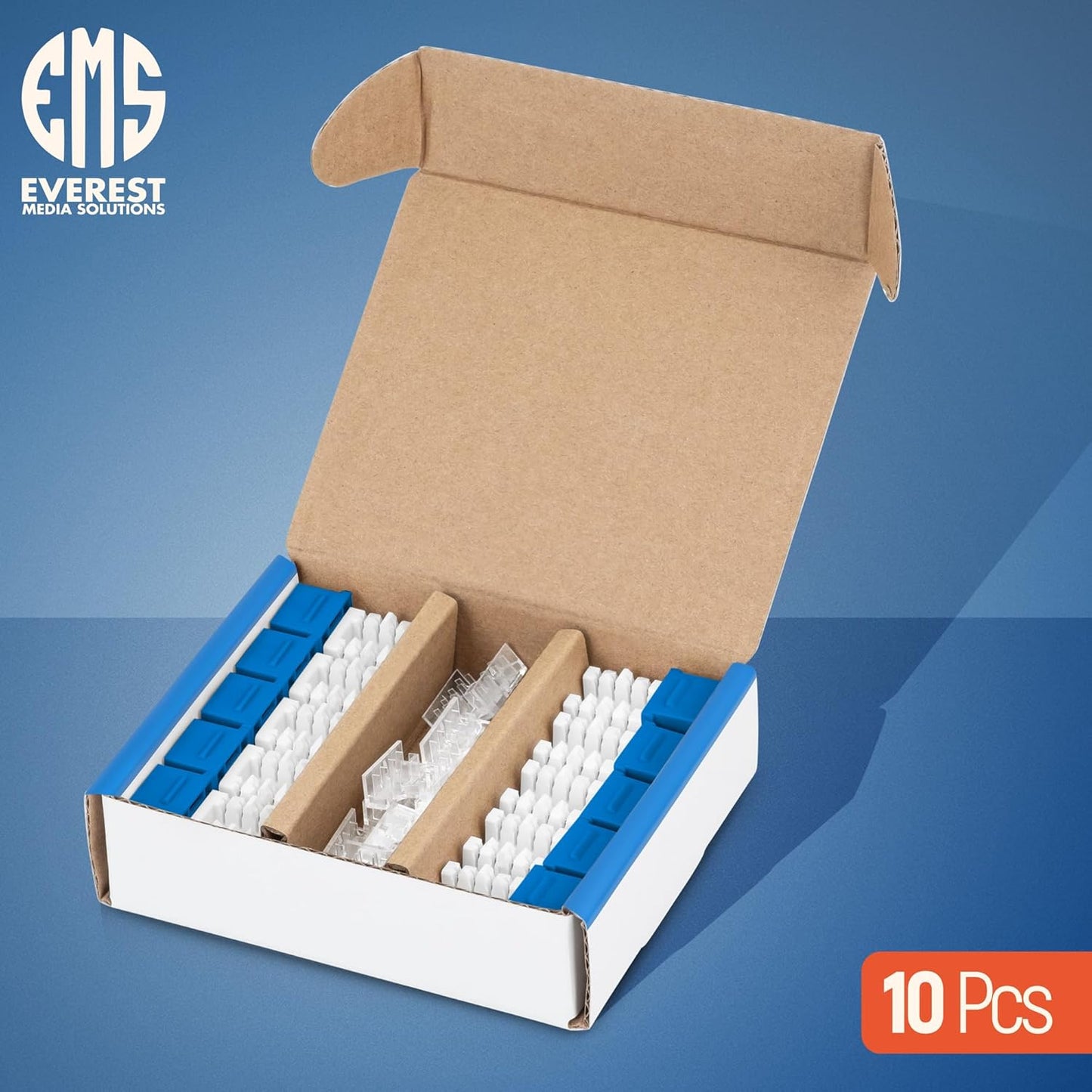 Everest 90° Angled RJ45 Cat6 Keystone Jacks 10-Pack in Blue - Slim Profile Female RJ45 Connectors - Cat 6 Keystone Jack - Compatible with 90° Angled Speed Termination Tool - easyJACK (B094WB91H3)