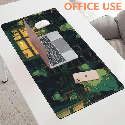 Mouse Pad Large Cute Frogs Non-Slip Game Desk Mat with Stitched Edge Laptop Keyboard Desk Pad for Work Home Gaming (35.4 x 15.7 Inches)