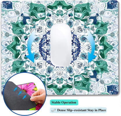Aesthetic Mandala Pattern Custom Mouse Pad with Non-Slip Rubber, Small Square Design for Wireless Laptop & Computer Mouse Pads for Desk, 9.5 x 7.9 inch Smooth Surface for Gaming & Office