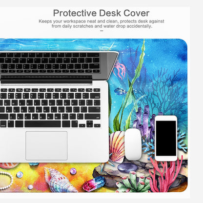 Lokigo Desk Pad Cool Cat, Big Desk Mat Cute Cat Ocean Underworld Extended Large Gaming Mouse Pad for Desk Boys Girls Non-Slip Rubber Base Stitched Edges Mouse Mat Office Home Laptop Desk Matt