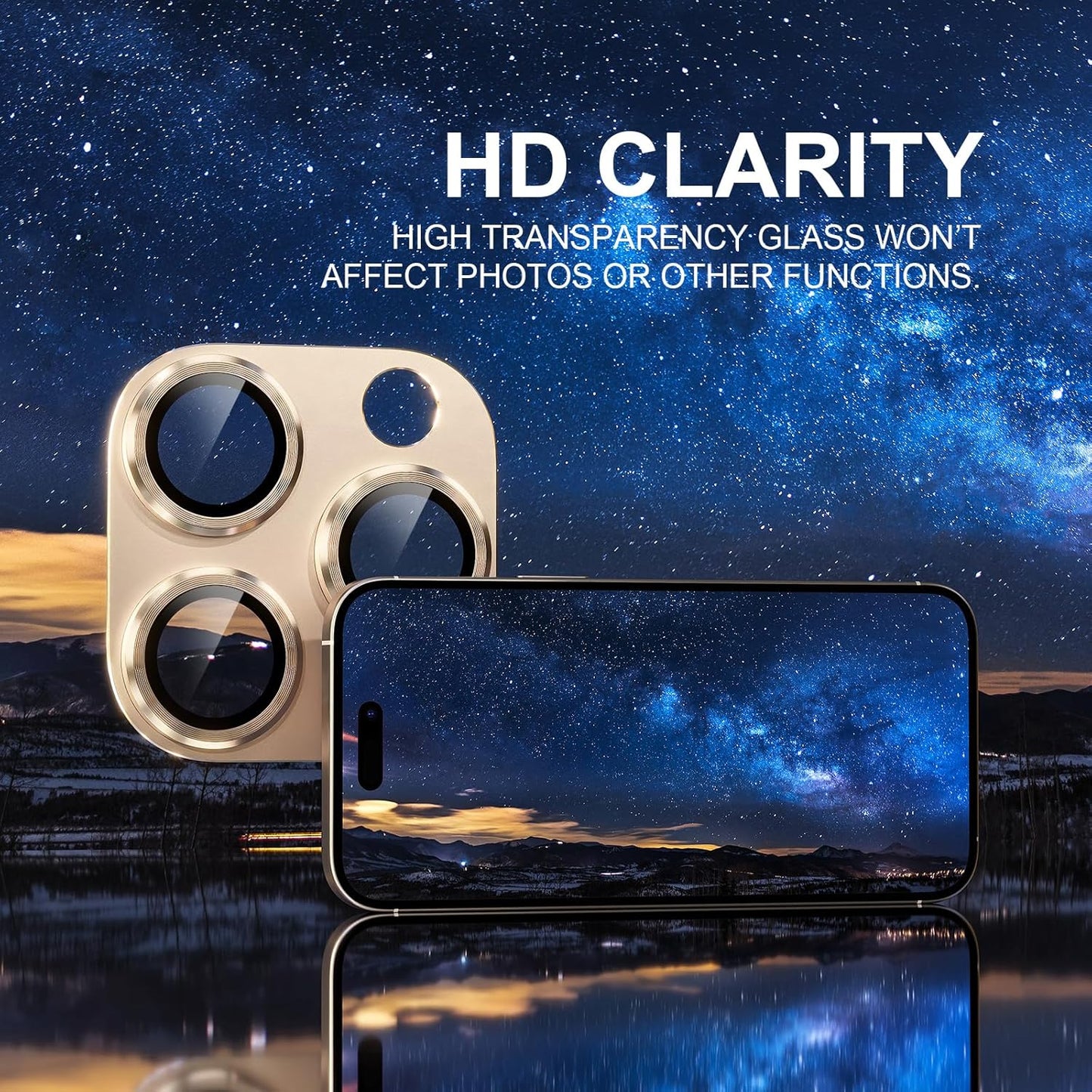 Choiche Compatible for iPhone 16 Pro/iPhone 16 Pro Max Camera Lens Protector, Bling Camera Cover with 9H Tempered Glass Lens Screen Protector Metal Ring Decoration Accessories (Titanium Desert)