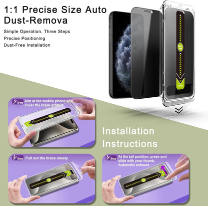 (2-Pack Anti-Spy Privacy Screen Protector for iPhone X/XS/11 Pro(5.8-Inch),9H Tempered Glass,Full Coverage,Anti-Fingerprint,Auto Dust Removal,Bubble-Free,Easy Installation