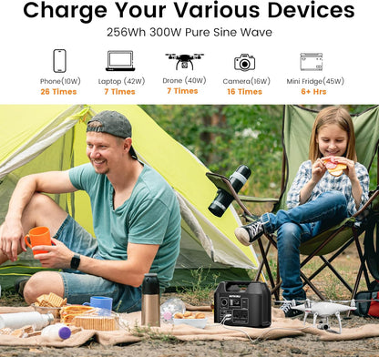 SinKeu Portable Power Station 80000mAh,256Wh LiFePO4 Battery Backup,300W AC Outlets, Power Bank for Hurricane Emergency Outdoor Camping RVs Home
