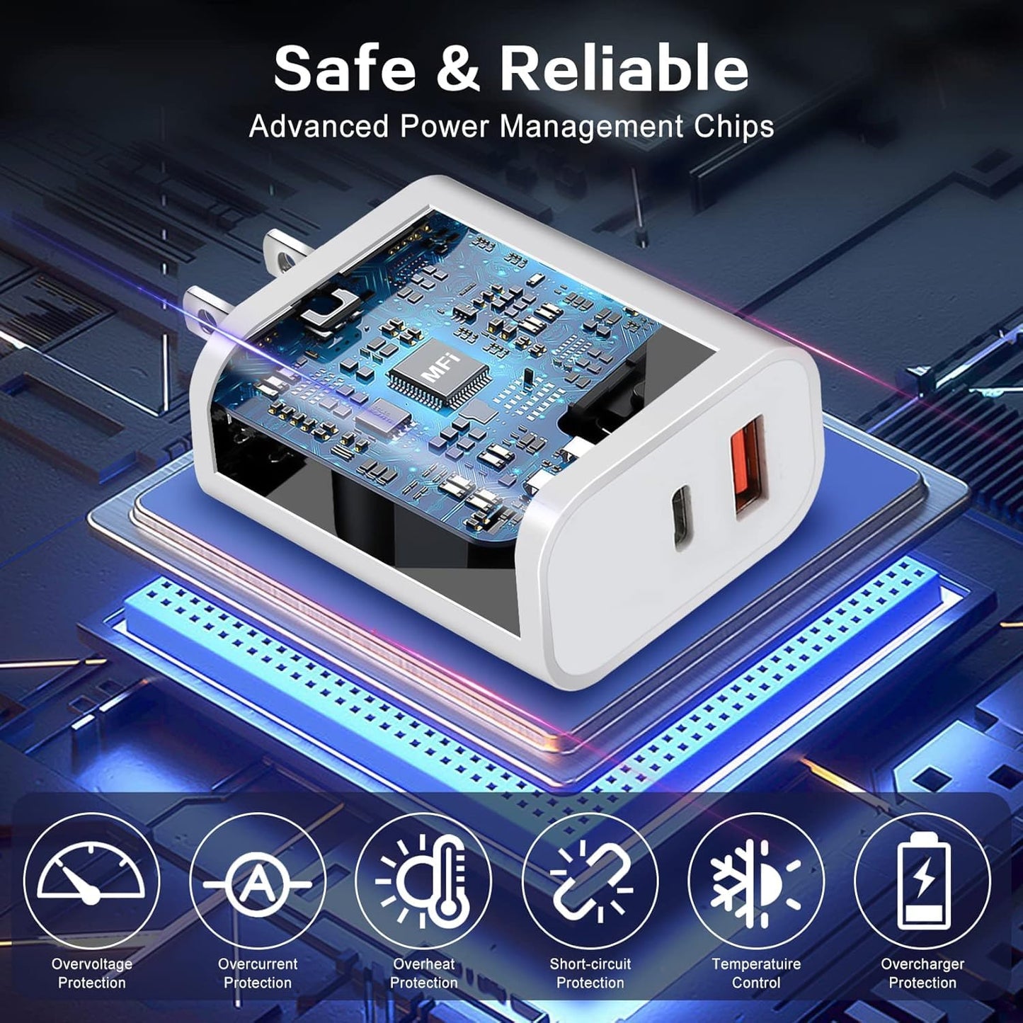 Fast Charger for iPhone,Dual Port A/C Apple iPhone Charger Fast Charging Block,2Pack Quick Double A/C iPhones Wall Chargers Adapter,6FT USB C to Lightning Cable for iPhone14 ProMax/13/12/11/XS/XR/iPad