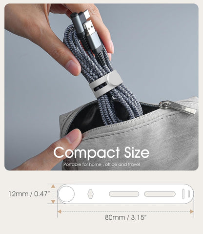 20Pcs Nearockle Reusable Cable Ties, Adjustable Silicone Cord Organizer Small Zip Ties for Charging Cords Earphone Computer Wire, Office Desk Cable Management Travel Accessories(White)