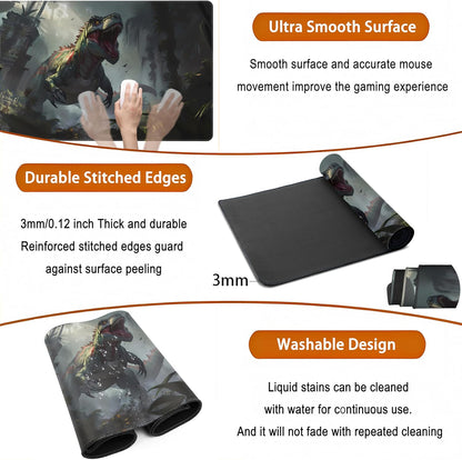 Goth Large Gaming Mouse Pad XXL Retro City Desk Mat, Office Desk Decor Desk Pad Computer Mat, Non-Slip Rubber Base Mousepad, Laptop Keyboard and Mouse Mat with Stitched Edges, 31.5x15.75 in