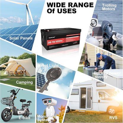 38.4V(36V) 100Ah LiFePO4 Lithium Battery Built-in 200A BMS & 15000 Cycles,3840W Motor Support,High Energy Density,Maintenance-Free for Golf Carts Utility Vehicles RV Backup Power