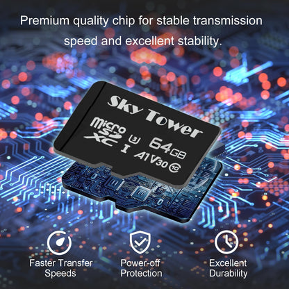 Sky Tower Ultra microSDXC microSDHC UHS-I Memory Card with Adapter [New Version] Flash Memory Card - Up to 100MB/s, U1, Class10, V10, A1, High Speed TF Card (64GB Micro SD Card 2 Pack)