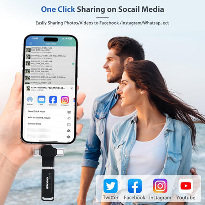 Auto Backup All Devices Photo Stick 128GB Real Capacity, iPhone USB Flash Drive & Backup Storage Memory Stick for Photos, Videos & Contacts, 4-in-1 Thumb Drive for iPhone, iPad, Android, PC, Tablets