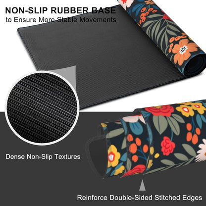 Mouse Pad, Large Colorful Flowers and Plants Desk Mat, Extended Non-Slip Gaming Keyboard Mousepad Desk Pad, Thick Stitched Edges Waterproof Mouse Mat 31.5"x15.7" (Bright Abstract Floral)