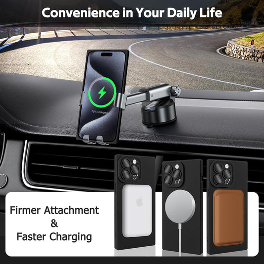 Designed for iPhone 15 Pro Case Compatible with Magsafe Cover Camera Lens Protector Military Grade Protection Shockproof Soft TPU Slim Magnetic Phone Case for iPhone 15 Pro Black