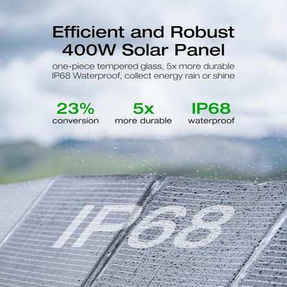 EF ECOFLOW Solar Generator DELTA 2 Max 2048Wh With 400W Solar Panel, LFP Battery Portable Power Station Up to 3400W AC Output Fast Charging 0-80% in 43 Min solar powered generator For Camping, RV