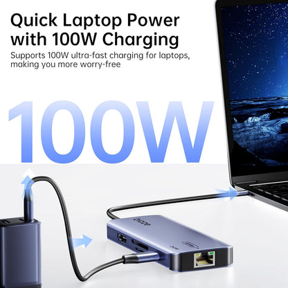 8-in-1 USB C Hub Adapter for MacBook, 4K60Hz HDMI, 100W PD Charging, USB 3.0, USB 2.0 * 2, SD/TF Card Reader, 100M Ethernet, 7 Ports Dongle for MacBook Pro/Air, iPad Pro, iPhone