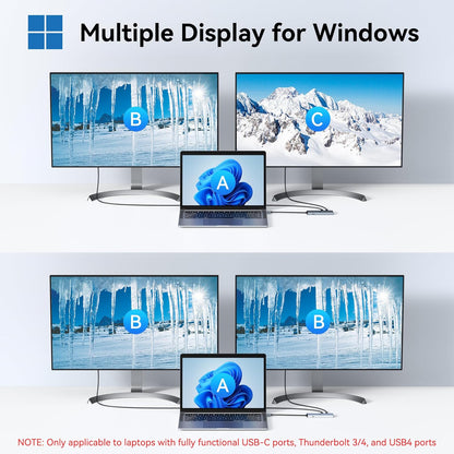 USB C Docking Station Dual Monitor 4K@60Hz DP Alt Mode, USB C Video Hub with 10Gbps Data Transfer, 100W PD Charging, USBC Splitter for Dell/HP/Lenovo, Portable Monitor and More Type C Devices