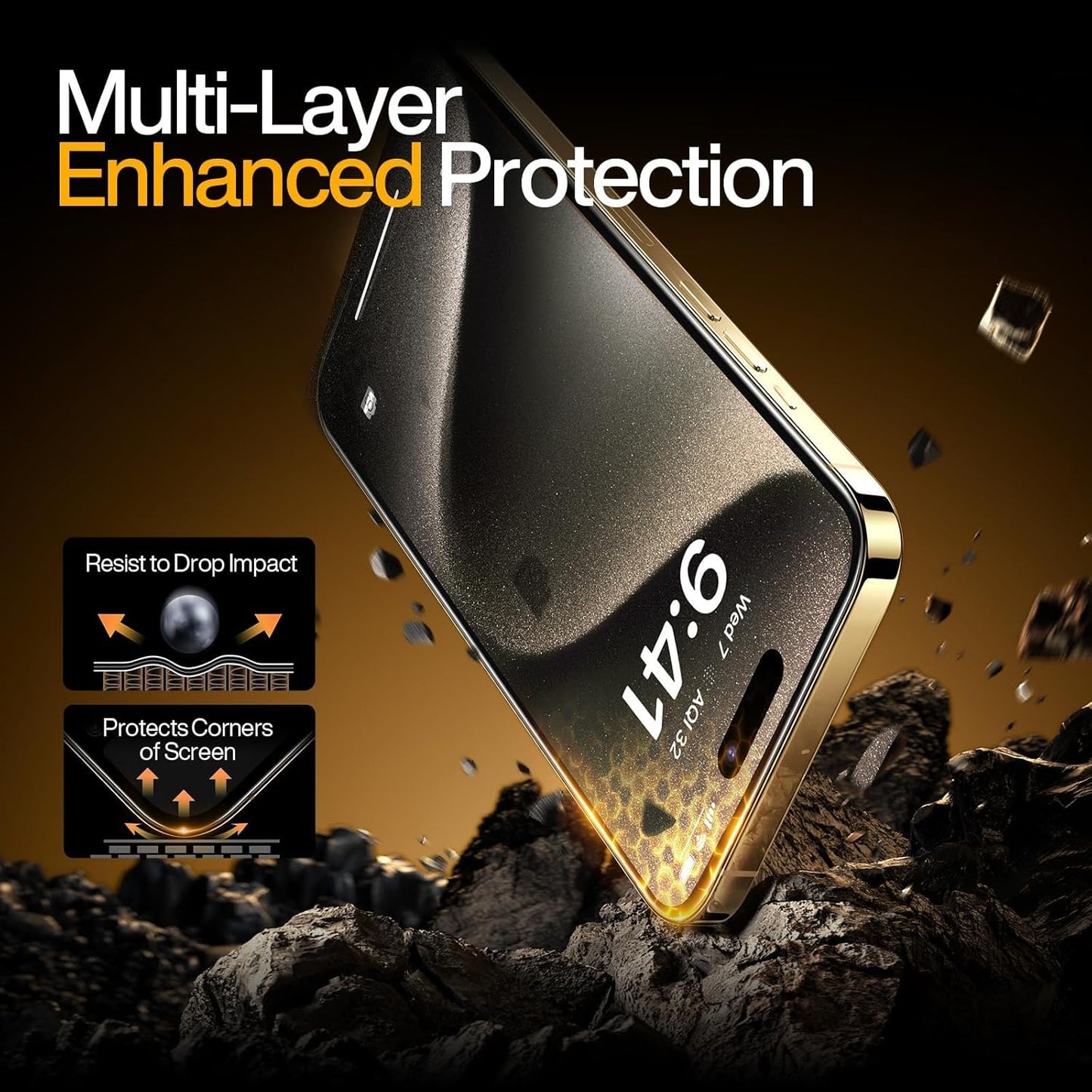 SMARTDEVIL 2 Pack Screen Protector for iPhone 15 (6.1 Inch) Tempered Glass, HD Clear Film, Easy Installation, Dust-Free & Bubble-Free