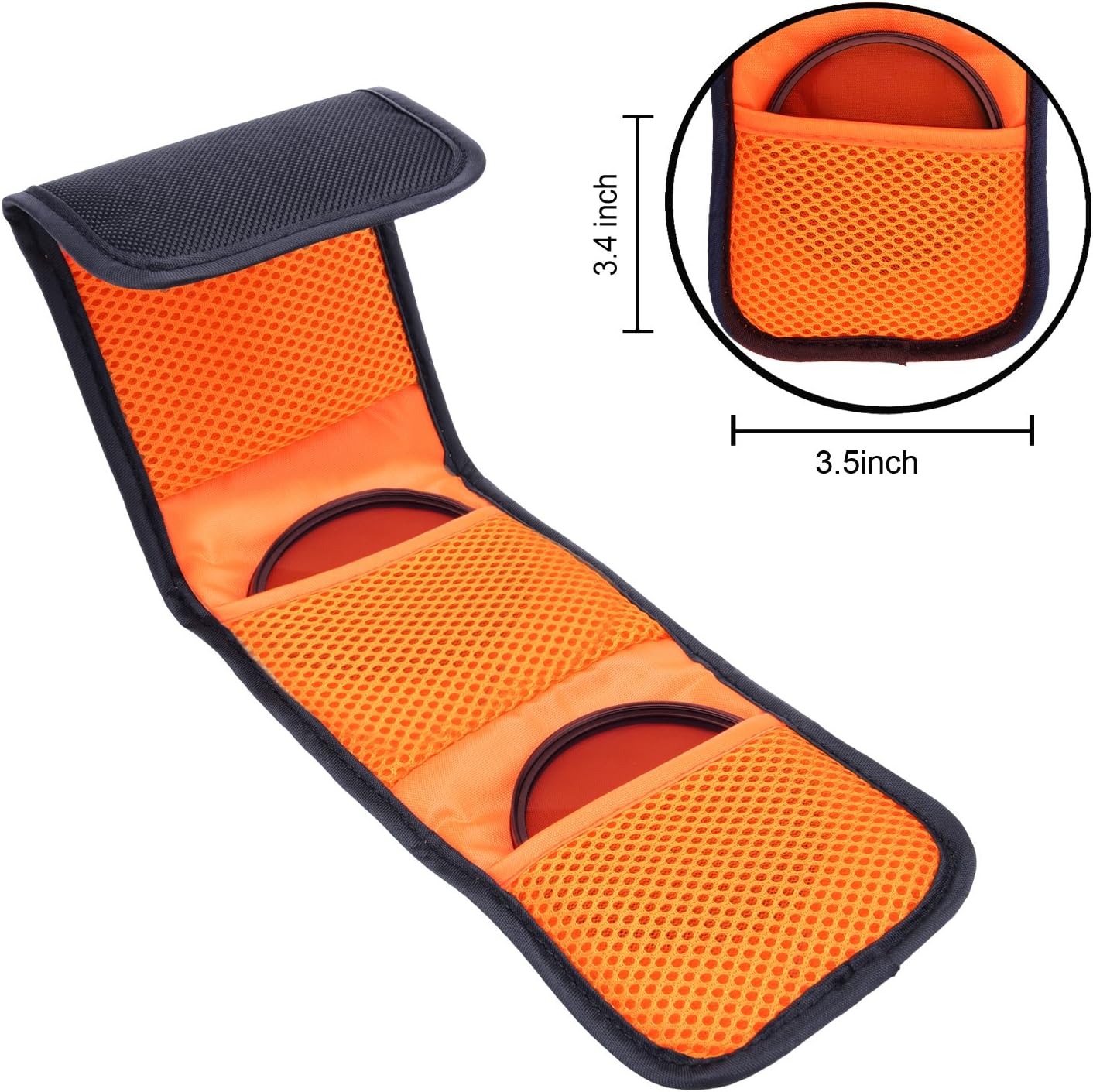 3 Pocket Camera Lens Filter Carry Case Bag Pouch for Filters 25 mm to 77 mm