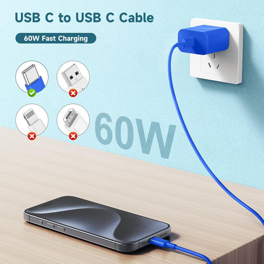 60W USB C to USB C Cable [3Pack] iPhone 15 Fast Charging Cable,3ft Long USB-C to USBC Power Cord for iPhone 15/15 Pro/15 Plus/15 Pro Max,MacBook Pro Air/IPad Air 4/5/iPad Pro 12.9/11(Black)