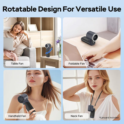 Portable Handheld Turbo Fan, 5000mAh Rechargeable Battery, Max 20Hrs Cooling, 5 Speeds Upto 11000RPM, Rotatable Design,4-IN-1 Personal Pocket Fan with Lanyard for Women Men Travel Beach Makeup Concert