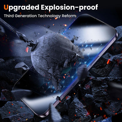 UniqueMe for iPhone 14 Pro Screen Protector - [Military Grade Shatterproof & 9H+ Hardness] Screen Protector 14 Pro Tempered Glass Full Coverage Protection, Easy Installation, 2 Packs