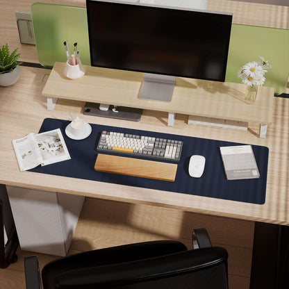 Aothia Leather Desk Pad Protector - Large Mouse Pad, Office Desk Mat, Non-Slip PU Leather Desk Blotter, Laptop Desk Pad, Waterproof Desk Writing Pad for Office and Home (Dark Blue, 38" x 13.7")