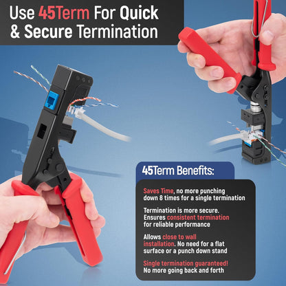 Everest 45° Angled RJ45 Cat6 Keystone Jacks 20-Pack in Blue - Slim Profile Female RJ45 Connectors - Cat 6 Keystone Jack - Compatible with 45° Angled Speed Termination Tool - 45Term (B0BL3GS7ZY)