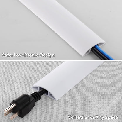 ZhiYo 10ft Cord Covers for Wires on Floor, Cord Hider Floor Hide Extension Cords, Soft PVC Cable Cover Cable Protector, Wire Cavity W0.62in H0.31in, White
