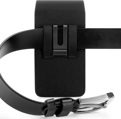 BECPLT Nylon Cell Phone Holster Case with Belt Clip - Fits iPhone 12/13/14 Pro, X, Xs, 10, Galaxy S21/S22/S23, Pixel 4/5, LG G4/G5/G6 (With Thin Case On)