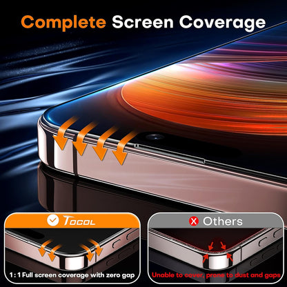 TOCOL for iPhone 16 Pro Max Screen Protector 9H Hardness Military Grade Shatterproof HD Tempered Glass Full Coverage Easy Installation Case Friendly 2 Pack