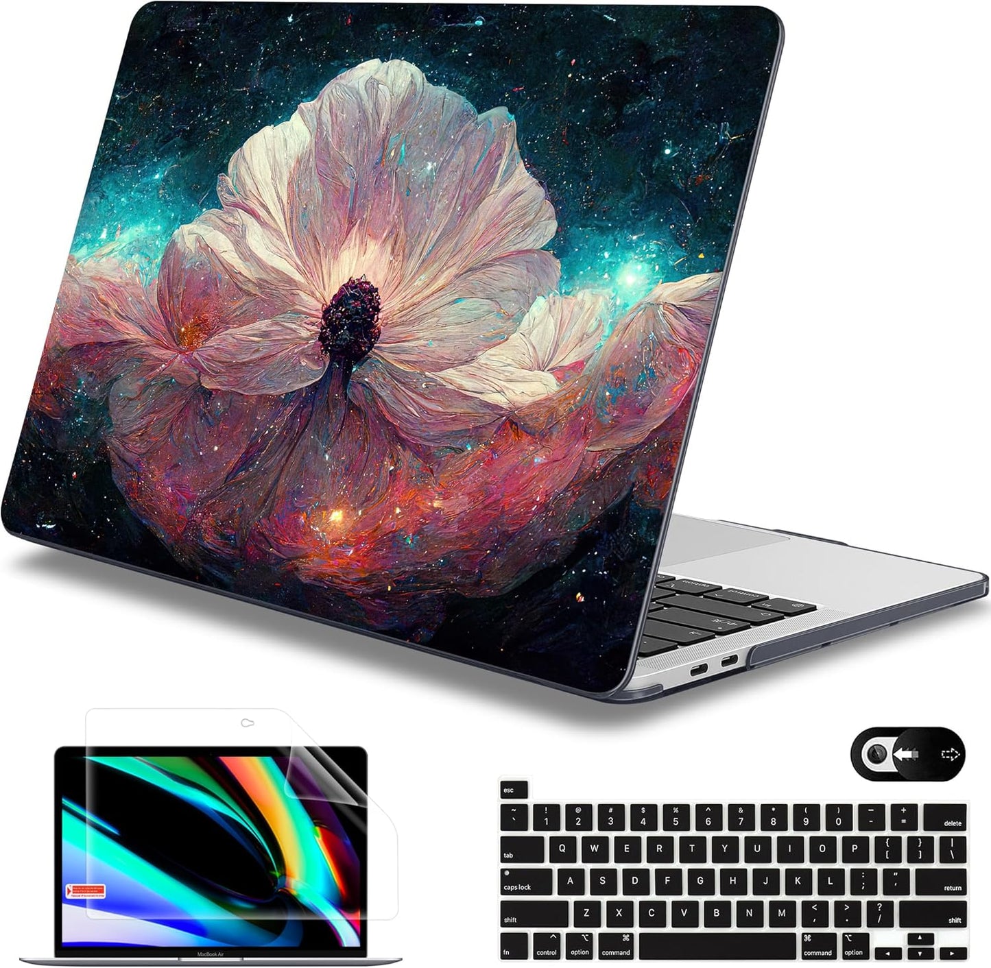 Mektron for MacBook Pro 13-inch Case 2022 2021 2020 Release A2338 M2 M1 A2289 A2251, Printed Plastic Hard Shell Cover for New MacBook Pro 13.3-inch Touch Bar Fits Touch ID，Galaxy Flower