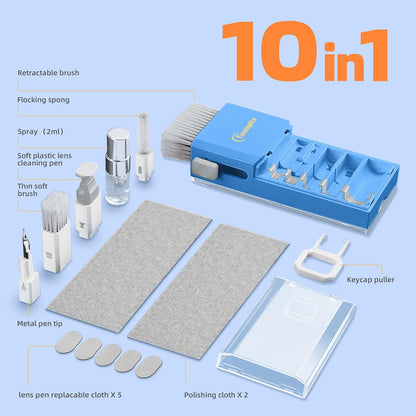 Laptop Cleaning Kit, Keyboard Cleaning Kit with Spray and Wipe, Keyboard Cleaner for MacBook iPad Tablet iPhone Computer Camera Lens Airpods Earbuds, Mutitool Brush for Electronic Screen