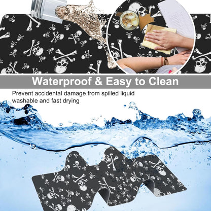 Skull Head Desk Mat,Large Pirate Skull Crossbones Gaming Keyboard Mouse Pad,Non-Slip Rubber Base Desk Pad Thick Stitched Edges Waterproof Mousepad Mouse Mat 31.5"x11.8"