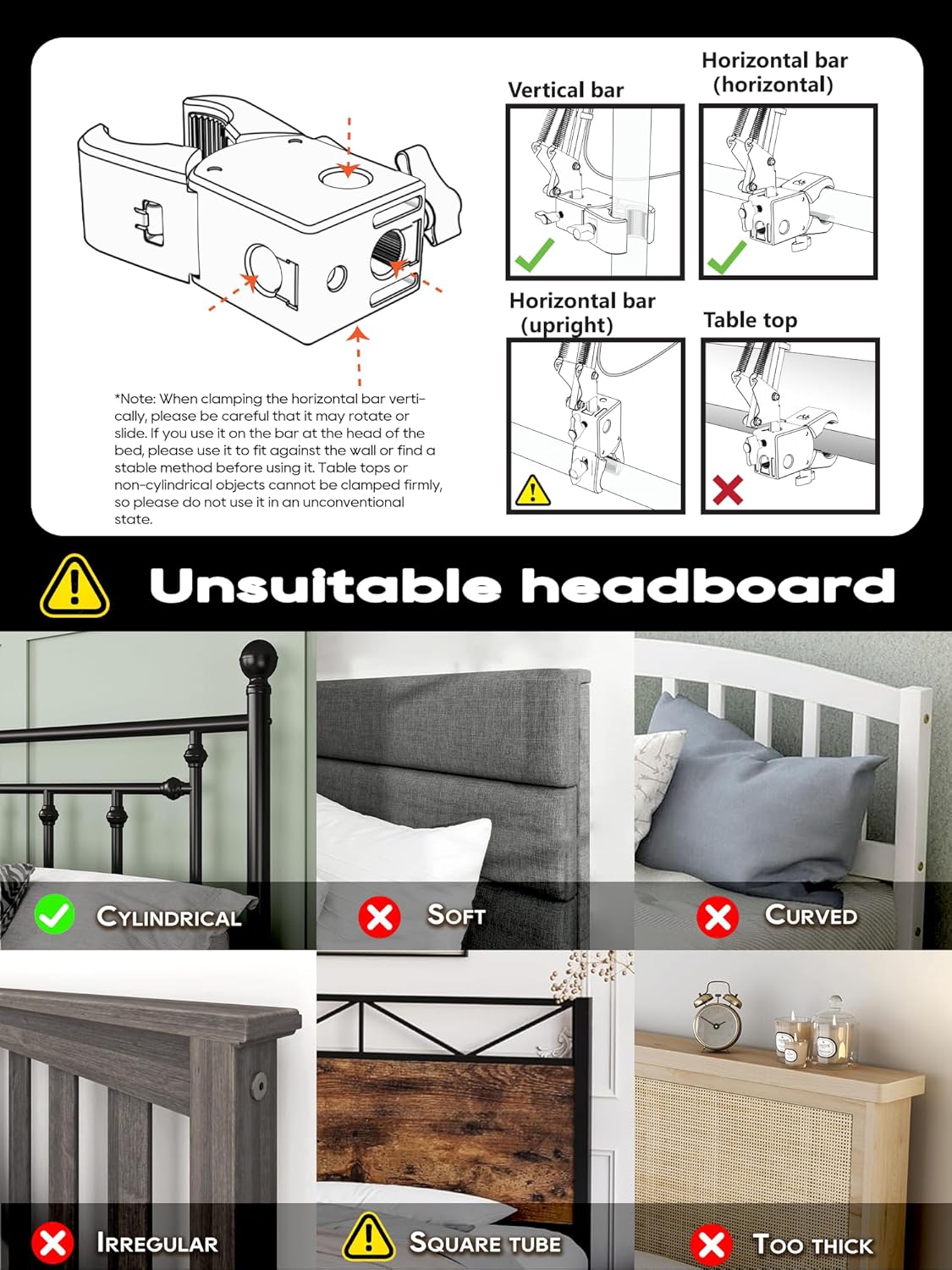 Tablet Stand, Tablet Mount Adjustable with Clamp for Round tube, Universal Flexible Tablet Holder with 360 Degree Rotation for iPad/iPhone/iPad Pro/N-Switch,or Other 4.5~13.5 Inches Devices (White)