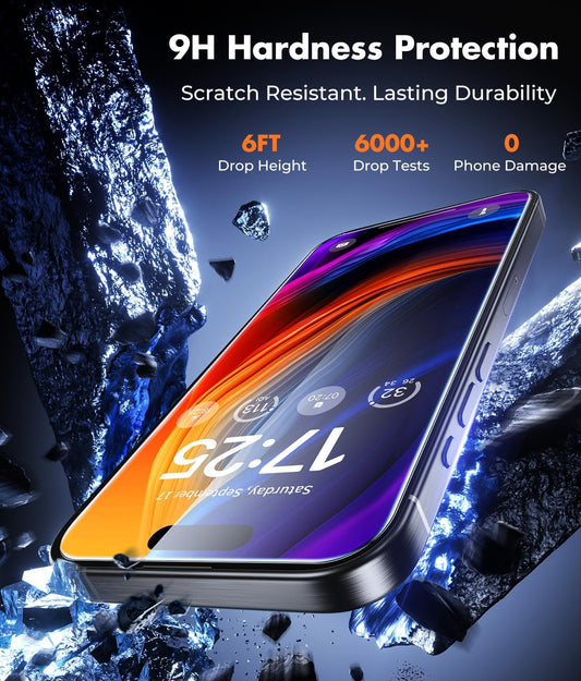 UNBREAKcable 2-Pack Screen Protector for iPhone 15 Pro, Double Shatterproof Tempered Glass [Easy Installation Frame] [9H Hardness] [99.99% HD Clear] [Case Friendly] for iPhone 6.1 inch