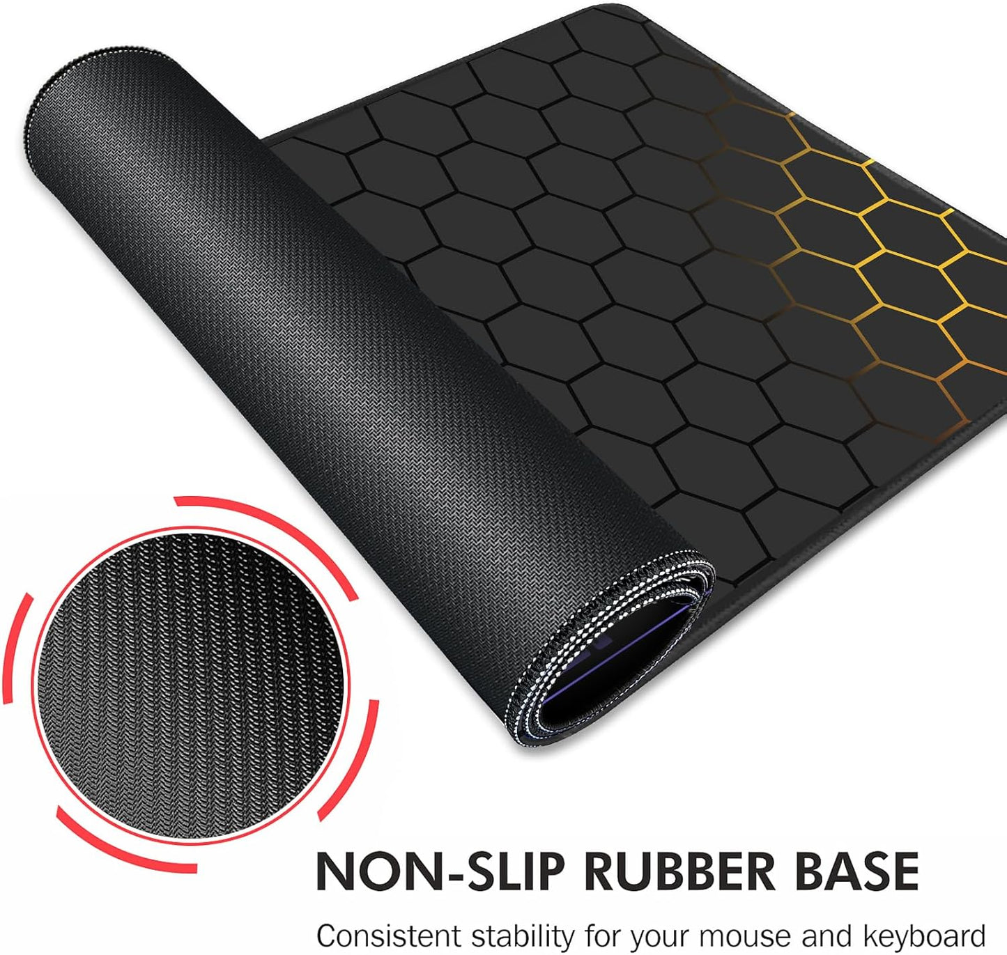 Galdas Gaming Mouse Pad XXL XL Large Long Extended Big Mousepad Non-Slip Rubber Keyboard Mouse Pad with Stitched Edges for Laptop Home Office (31.5x11.8x0.08 Inch) … (Grid)