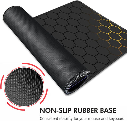 Galdas Gaming Mouse Pad XXL XL Large Long Extended Big Mousepad Non-Slip Rubber Keyboard Mouse Pad with Stitched Edges for Laptop Home Office (31.5x11.8x0.08 Inch) … (Grid)