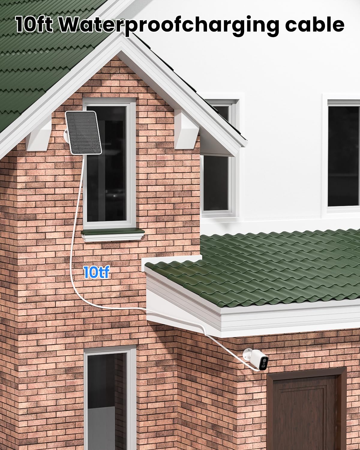 5W Solar Panel Charger Compatible with Arlo Essential 2K Outdoor Camera(2nd Gen)/Essential Outdoor XL(2nd Gen)/Essential Spotlight, IP65 Waterproof 10ft USB-C & Micro USB Cable & Wall Mount, 1 Pack