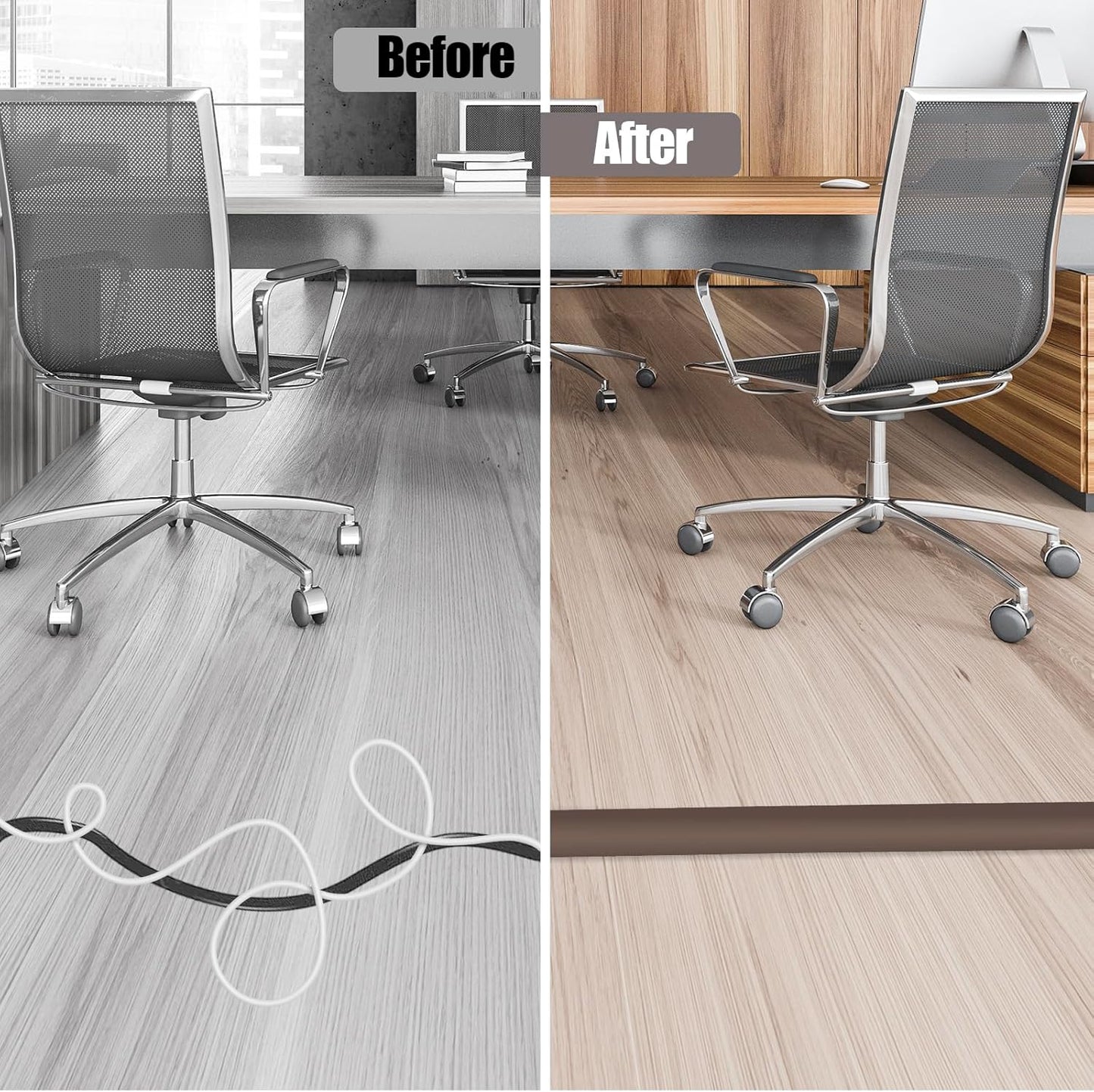 Floor Cord Cover Cable Cavity Self Adhesive Cord Hider Floor Floor Cable Management Power Cord Protector Floor Electric Cord Covers for Offices, Gym, Exhibitions (CoffeeBrown, 2.36" x 3.3')