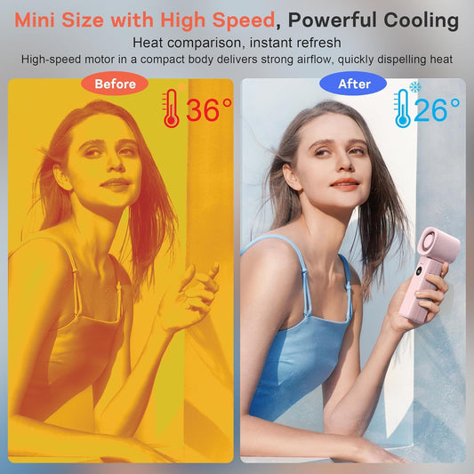 Personal Handheld Fan, Portable 3-in-1 High-Speed Turbo Fan with 5 Gear Wind, USB Mini Personal with 4000mAh Rechargeable Battery for Outdoor/Summer/Travel/Camping/Vacation Essentials Pink