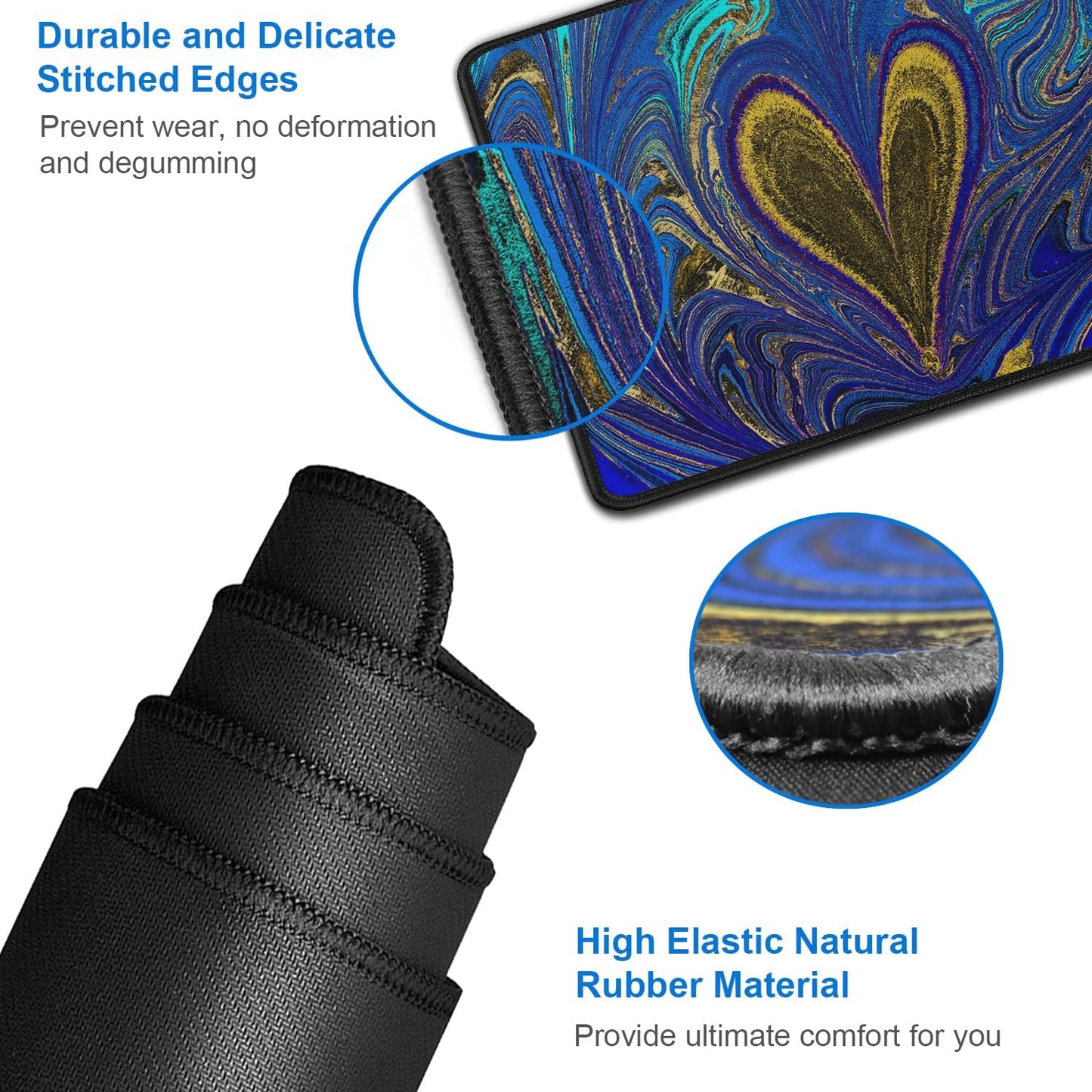 Large Mouse Pad, 31.5x15.7 inch Large Extended Computer Keyboard Mouse Mat, Water Resist Non-Slip Mousepad Rubber Base Long XXL Desk Mouse Pad for Work & Gaming, Office & Home, Blue Heart